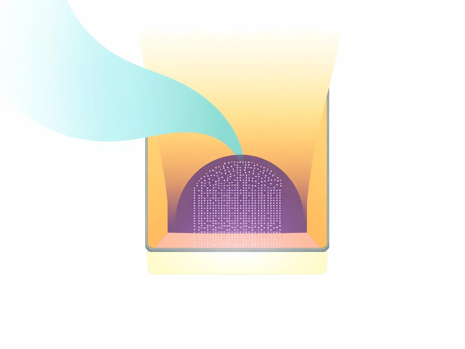 Technical cutaway of a UV-C air cleaning light fixture showing the sealed germicidal chamber and airflow path